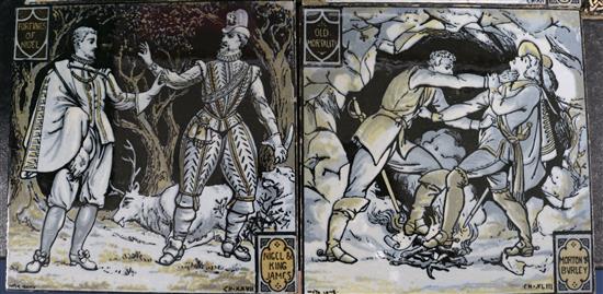 John Moyr-Smith. Eleven Mintons dust pressed tiles, all 6in. sq.
